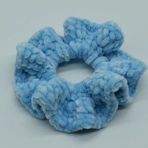 Handcrafted Blue Chenille Crochet scrunchie